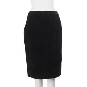 NWT VINTAGE Women Skirt 8 XS/S Black Suede Pencil Straight Knee Length Lined